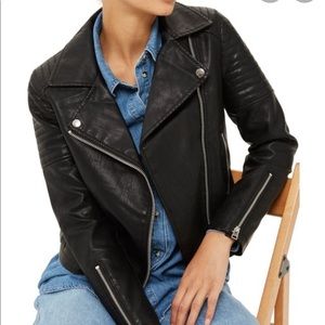TOPSHOP Blossom Faux Leather Biker Jacket
